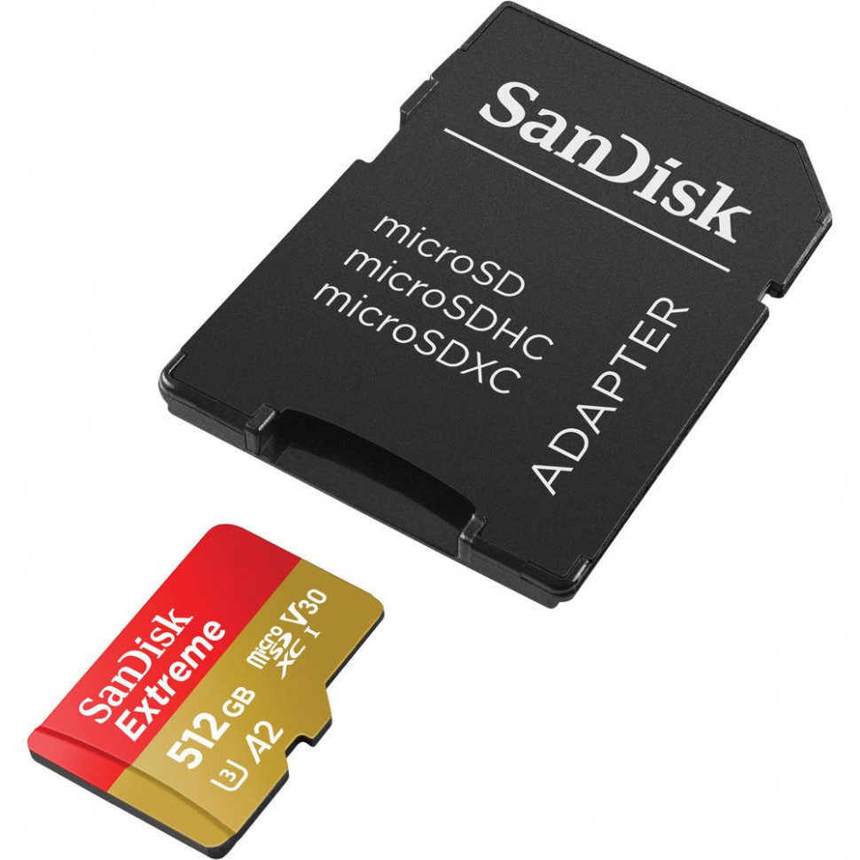 Карта памяти SanDisk 512GB Extreme microSDXC UHS-I+ SD-Адаптер (SDSQXA1-512G-AN6MA)