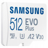 Карта памяти Samsung 512GB microSDXC C10 UHS-I U3 R100/W90MB/s Evo Plus V2 + SD адаптер (MB-MC512KA/RU)