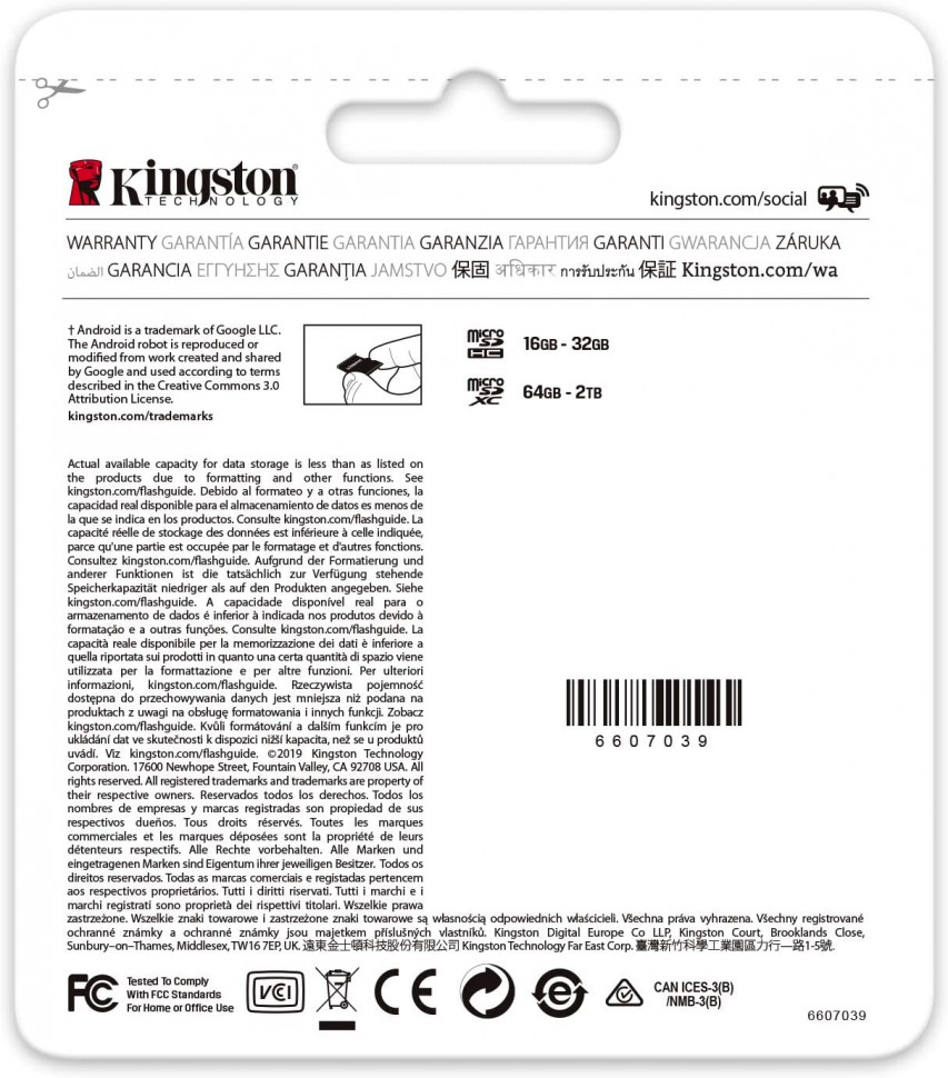 Карта памяти Kingston 512GB microSDXC C10 UHS-I U3 A2 R170/W90MB/s + SD адаптер (SDCG3/512GB)