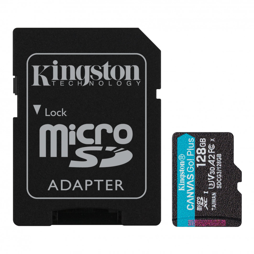 Карта памяти Kingston 128GB microSDXC class 10 UHS-I U3 Canvas Go! Plus + SD Adapter (SDCG3/128GB)