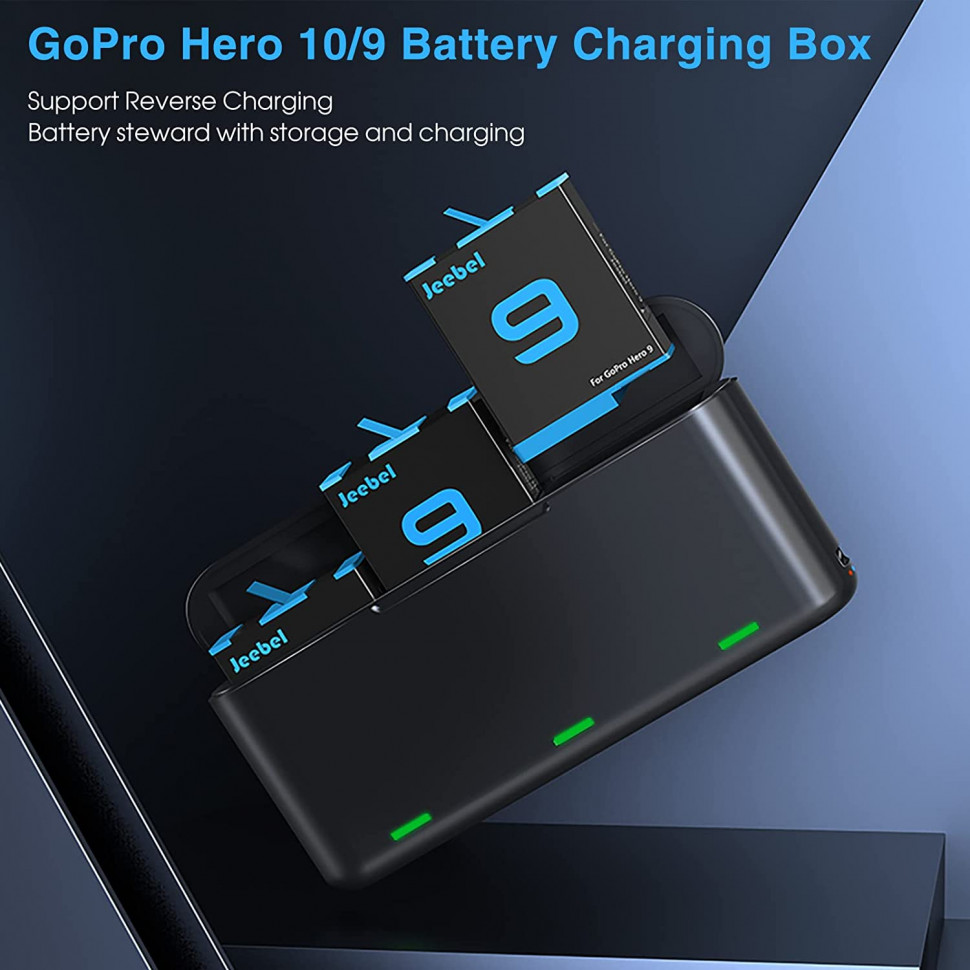 Тройное зарядное устройство Jeebel Battery Charger для Hero 12, Hero 11, Hero 10, Hero 9