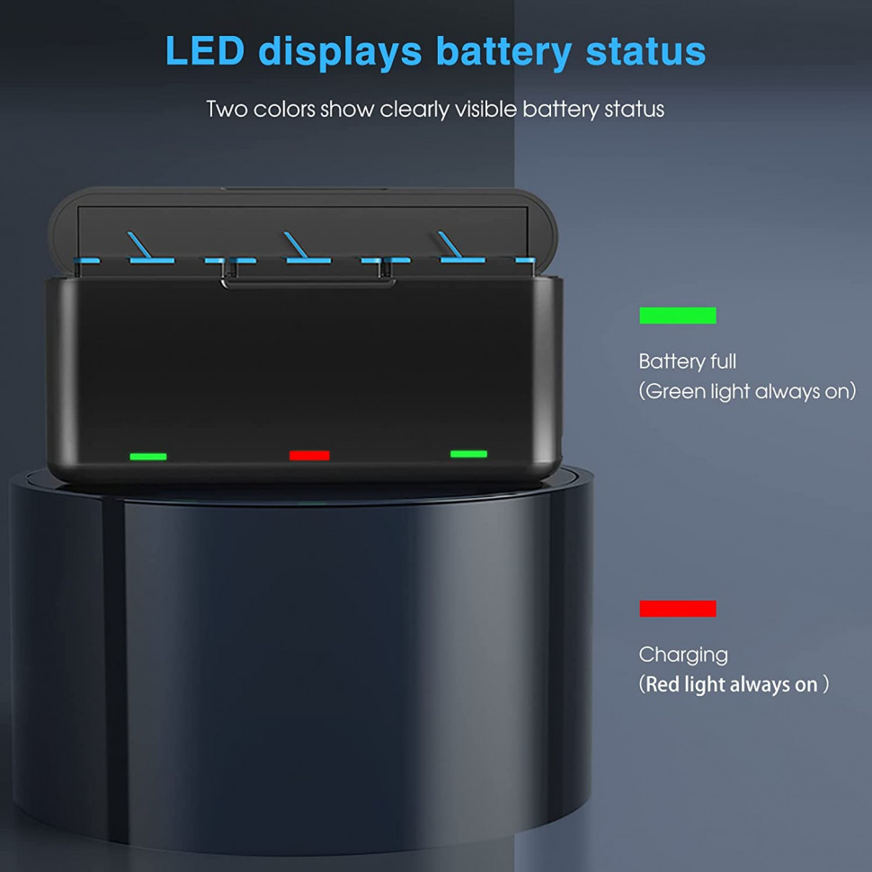 Тройное зарядное устройство Jeebel Battery Charger для Hero 12, Hero 11, Hero 10, Hero 9