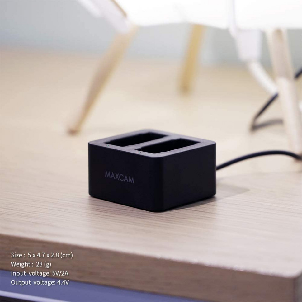 Двойное зарядное устройство MAXCAM Dual Battery Charger для Hero 12, Hero 11, Hero 10, Hero 9