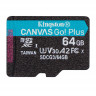 Карта памяти Kingston 64 GB microSDXC class 10 UHS-I U3 Canvas Go! Plus + SD Adapter (SDCG3/64GB)