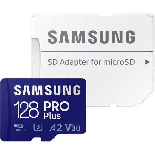 Карта памяти Samsung 128GB microSDXC Class 10 UHS-I U3 V30 A2 PRO Plus + SD Adapter (MB-MD128KA/RU)