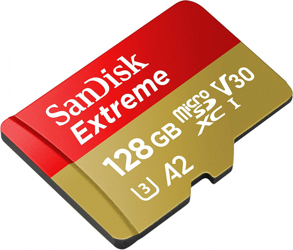 Карта памяти SanDisk 128GB Extreme microSDXC UHS-I + SD адаптер (SDSQXA1-128G-GN6AA)
