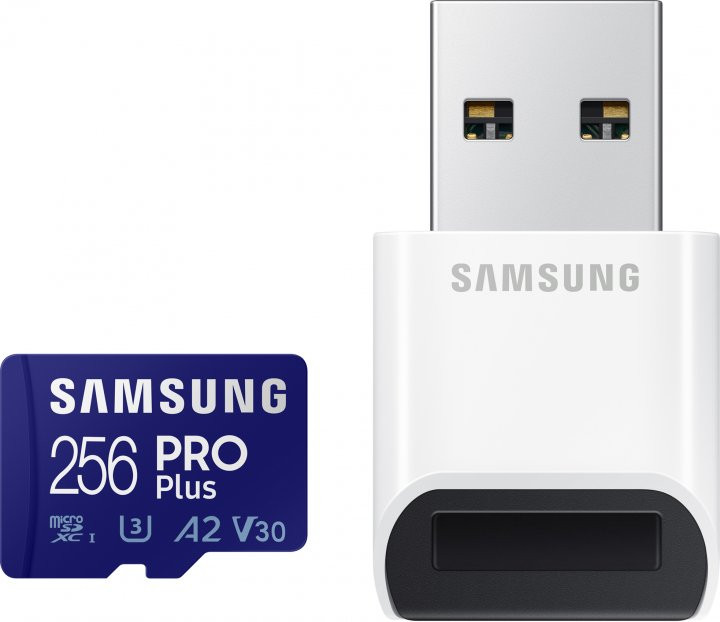 Карта памяти Samsung 256GB microSDXC Class 10 UHS-I U3 V30 A2 PRO Plus + SD Adapter (MB-MD256KA/RU)