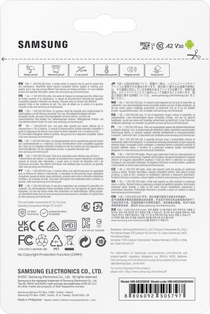 Карта памяти Samsung 256GB microSDXC Class 10 UHS-I U3 V30 A2 PRO Plus + SD Adapter (MB-MD256KA/RU)