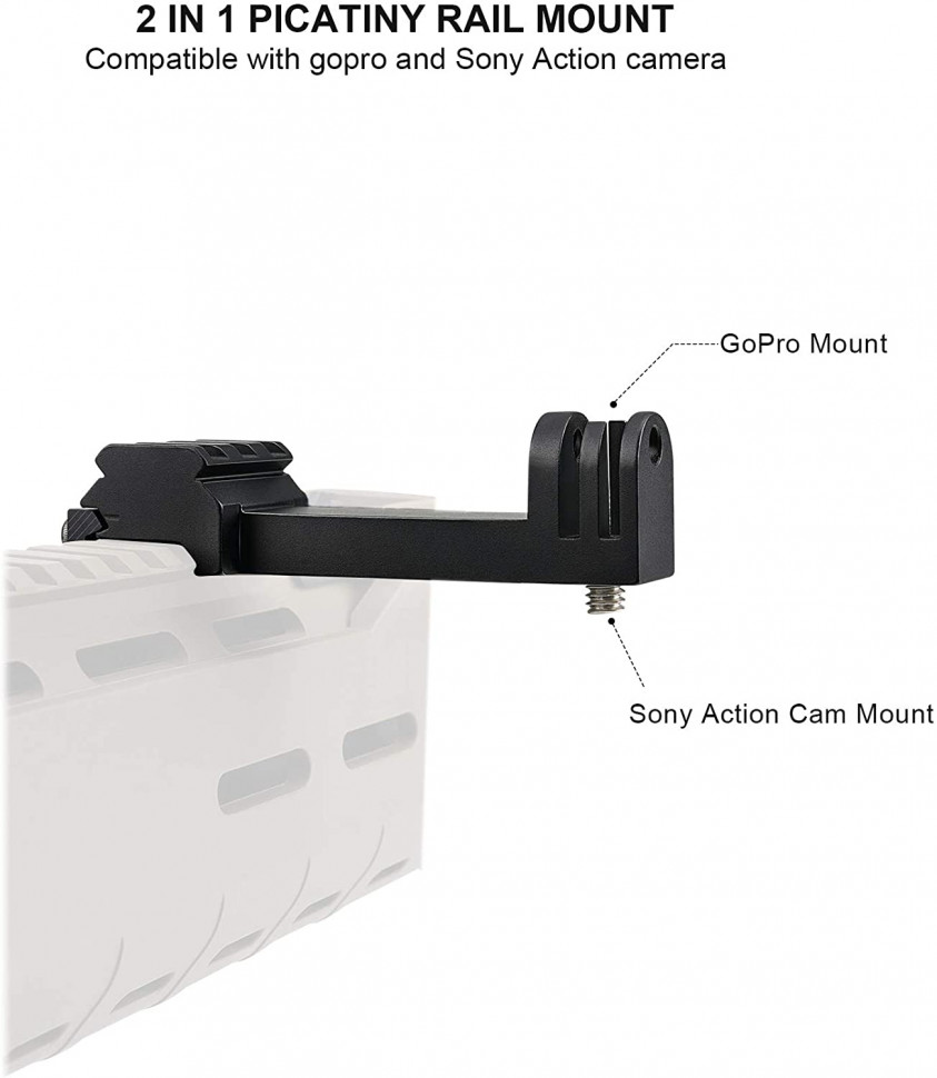 Крепление-зажим на планку Пикатинни (паралельний) / M-lock / Picatinny / Weaver Adapter для GoPro / SONY